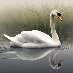 Elegant swan gliding gracefully on a tranquil pond