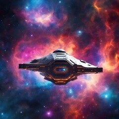 Galactic journey through a vibrant nebula with futuristic spacecraft - 1