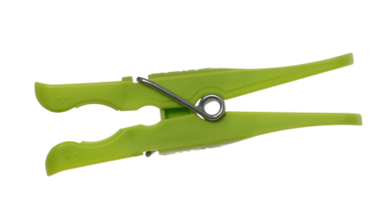 Green clothespin isolated on white