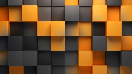 Abstract Orange and Grey Background With Squares