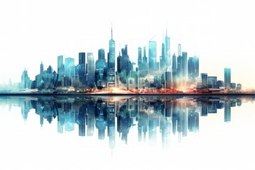 City Skyline With Reflection in the Water