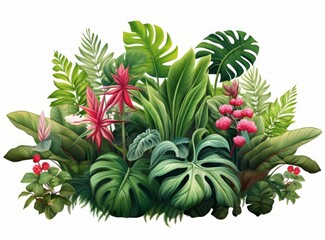 A Painting of Tropical Plants and Flowers