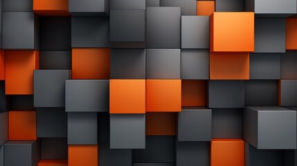 Abstract Orange and Grey Background With Cubes