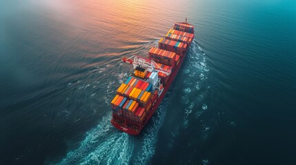 The logistics of importing and exporting containers, By crane, Trade Ports, Shipping cargo to Harbors, Aerial view, International transportation, Business logistics concept, - obrazy, fototapety, plakaty
