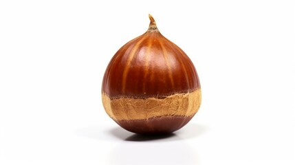 Delicious sweet roasted edible chestnut isolated on white background.Generative AI