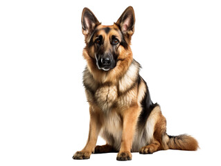 A Loyal German Shepherd, isolated on a transparent or white background - obrazy, fototapety, plakaty