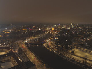 Fototapeta na wymiar An aerial view of Vilnius light festival