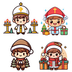 Cute little boy ortodox costume. Vector illustration.