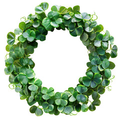 Shamrock Wreath Isolated on Transparent or White Background, PNG