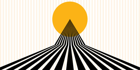 modern trendy black lines in perspective with yellow orange elements abstract white vector background. vector