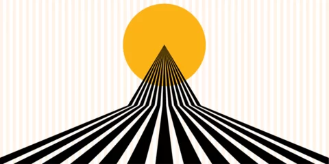 Deurstickers modern trendy black lines in perspective with yellow orange elements abstract white vector background. vector © Sunil