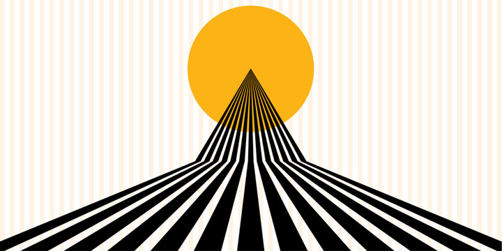 modern trendy black lines in perspective with yellow orange elements abstract white vector background. vector