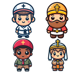 Cute little boy ortodox costume. Vector illustration.