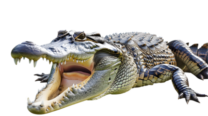 Large Crocodile open mouth isolated on white background.