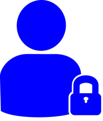 Block user with padlock icon, Account security symbol. Replaceable vector design.