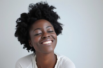 Woman Smiling With Closed Eyes