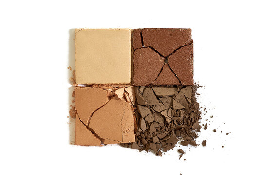 Broken eye shadows isolated on white background