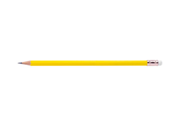 Yellow pencil isolated on white background with clipping path.