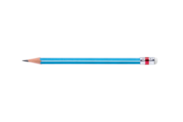Blue pencil with white stripe isolated on white background with clipping path.