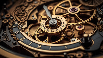 Fototapeta na wymiar old watch mechanism,Understanding the Inner Workings of Timepieces.