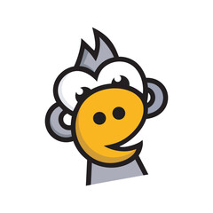 Monkey mascot logo vector. Monkey head with icon chat logo design template, chimpanzee vector logo design, Modern Chat Logo, Design Vector Template © Slametryd