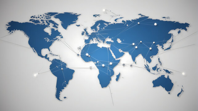 Fototapeta blue world map with connection