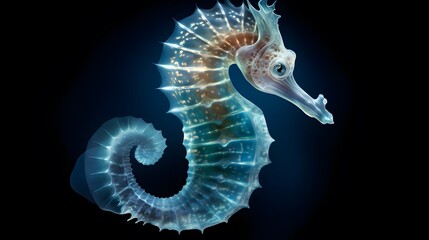Seahorse isolated on transparent background - obrazy, fototapety, plakaty