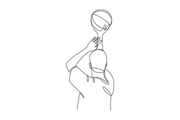 Continuous one line drawing Basket ball concept. Doodle vector illustration.