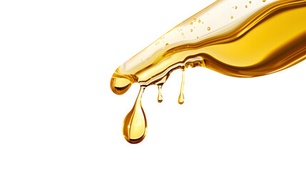oil dripping from dropper white background. 