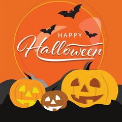 Halloween pumpkin background post vector editable flat art design