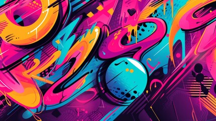 Chaotic Trendy Metaverse Cyber Colorful Abstract Urban Street Art Graffiti Style Vector Illustration Template Background