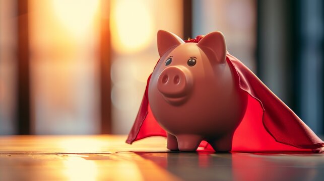 Piggy Bank With a Red Cape