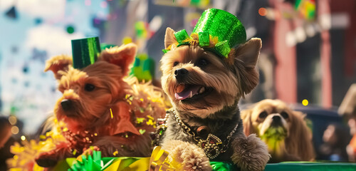 St.Patrick's day Animal green hat Parade ,Background cover banner shamrock's popularity and...