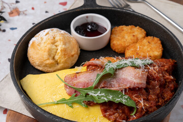 American style, brunch, tomato, omelette, cheese, handmade, sandwich, shrimp burger, New York style, beef dish, pollack, oil, pasta, pollack, cream, pasta, very slow risotto, rosé,