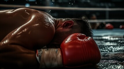 Boxing athlete on the ground
