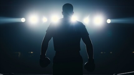 Silhouette of a boxing athelete - obrazy, fototapety, plakaty