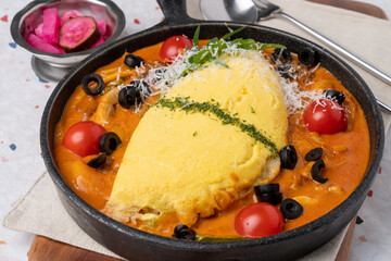 American style, brunch, tomato, omelette, cheese, handmade, sandwich, shrimp burger, New York style, beef dish, pollack, oil, pasta, pollack, cream, pasta, very slow risotto, rosé,