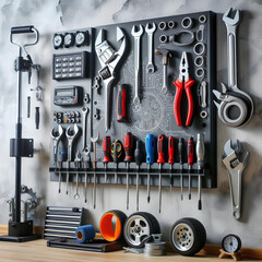 mechanic with a set of tools for repairing a car at a service station
