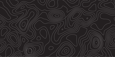 Abstract white on black background Topographic line map pattern. Contour elevation topographic and textured Background Modern design with black background with topographic wavy patte.