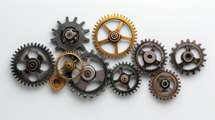 Group of Gears on White Surface