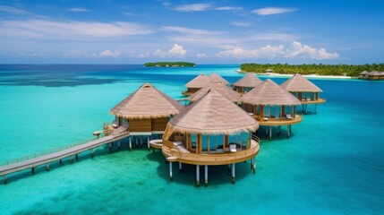 tropical resort in maldives - obrazy, fototapety, plakaty