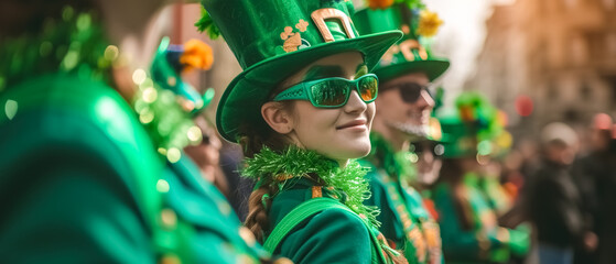 St. Patrick's day Parade, Saint Patrick, Green hat, leprechaun woman, Ireland's celebration...