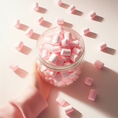 pink and white sweet marshmallow
