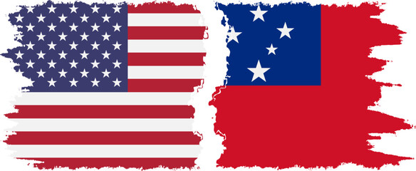 Independent State and USA grunge flags connection vector