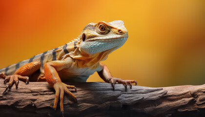 Lizard on a log in the tropics
