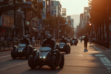 Urban mobility. Elderly-centric robotic wheelchair. Autonomous, Accessible, Elderly-Friendly, Seamless, Innovative, advance mobility solution concept for seniors by generative AI.