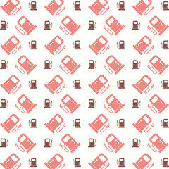 Fuel Station pink repeating trendy pattern beautiful vector illustration background