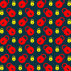 Lock repeating trendy pattern beautiful vector illustration dark blue background