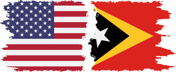 Timor-Leste - East Timor and USA grunge flags connection vecto