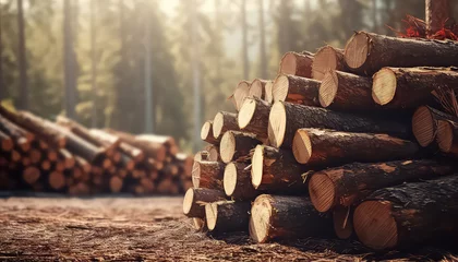 Photo sur Plexiglas Texture du bois de chauffage Felled log trees at the factory